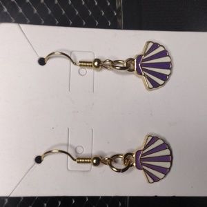 Purple & White Seashell Earrings